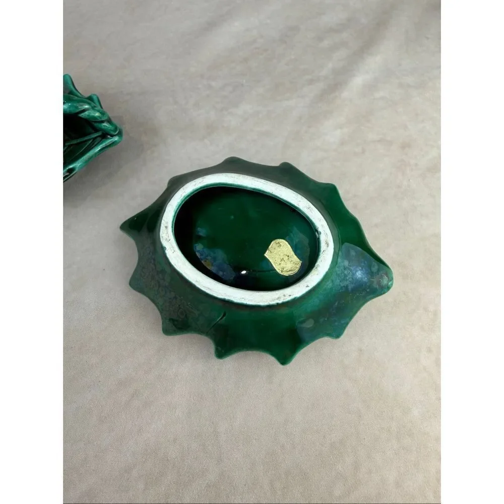 Vintage Lefton Holly Leaf Candlestick Holders READ